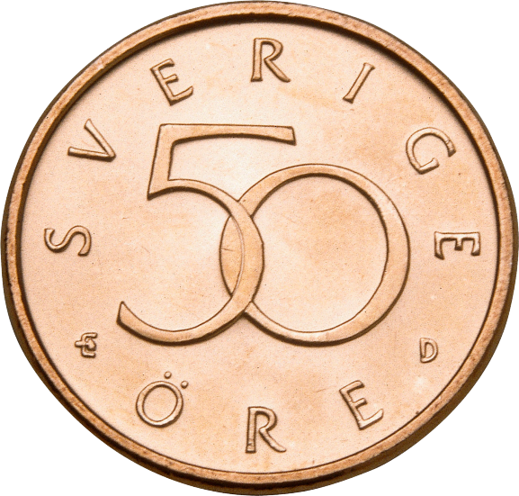 50-öre coin, the obverse front