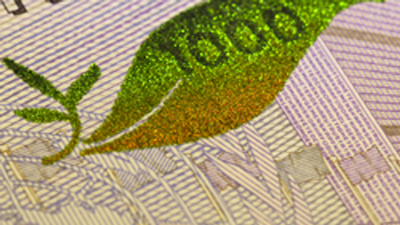 Colour-shifting image 1000-krona banknote