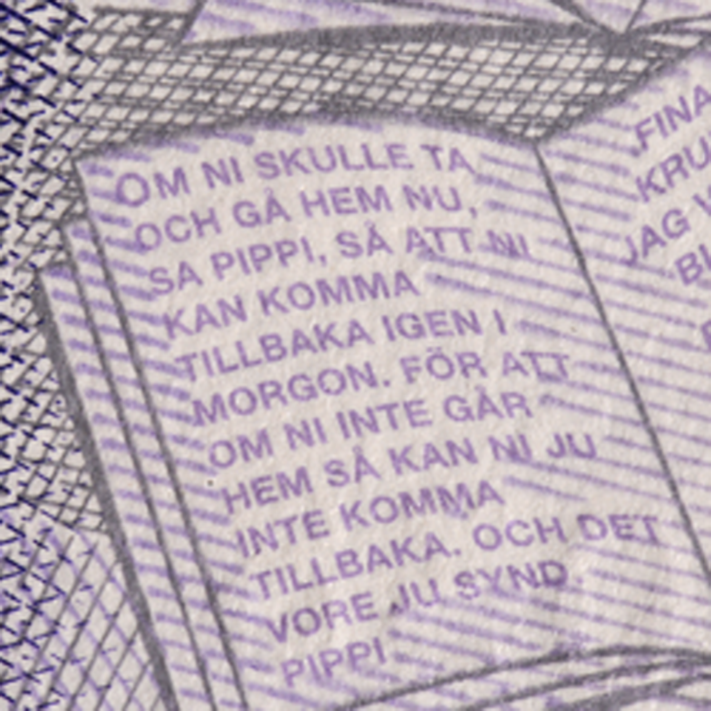20-krona banknote minitext book at the bottom front)