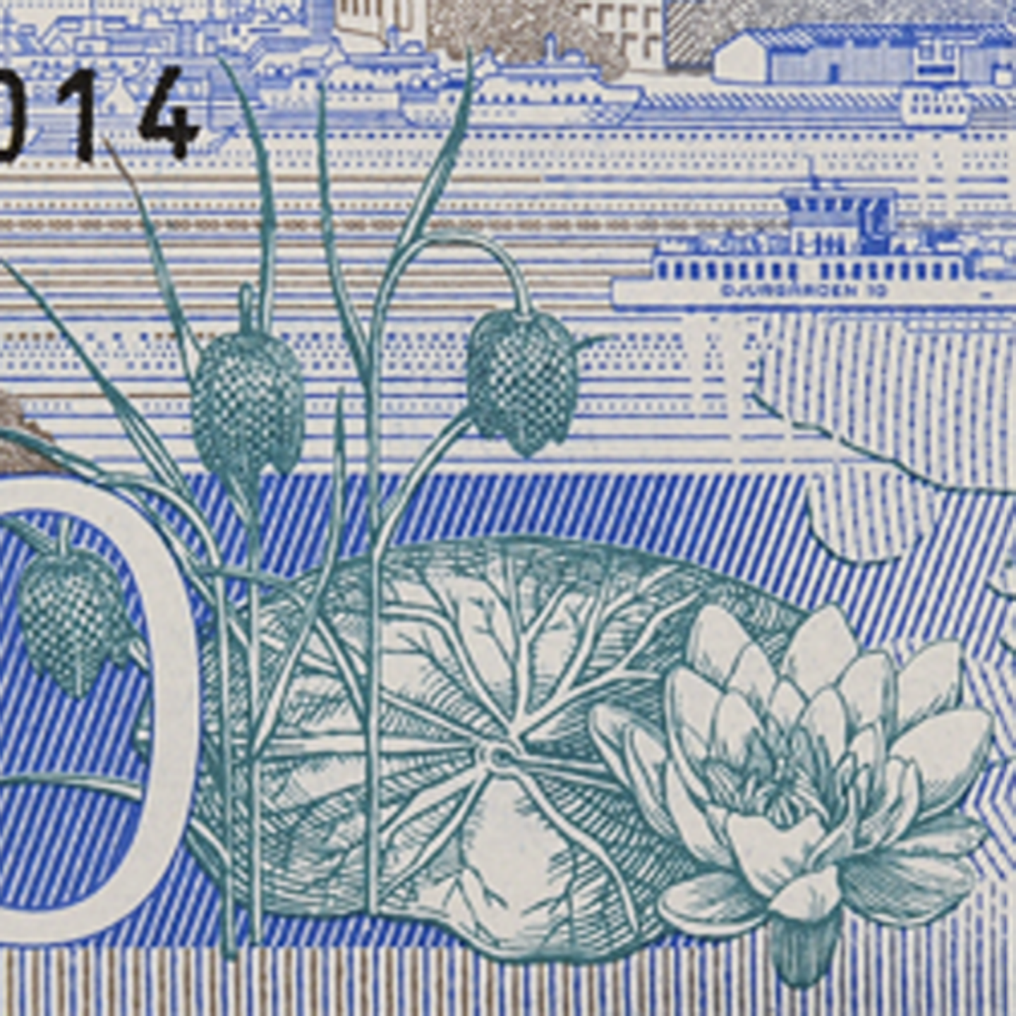 100-krona banknote motif flowers back)