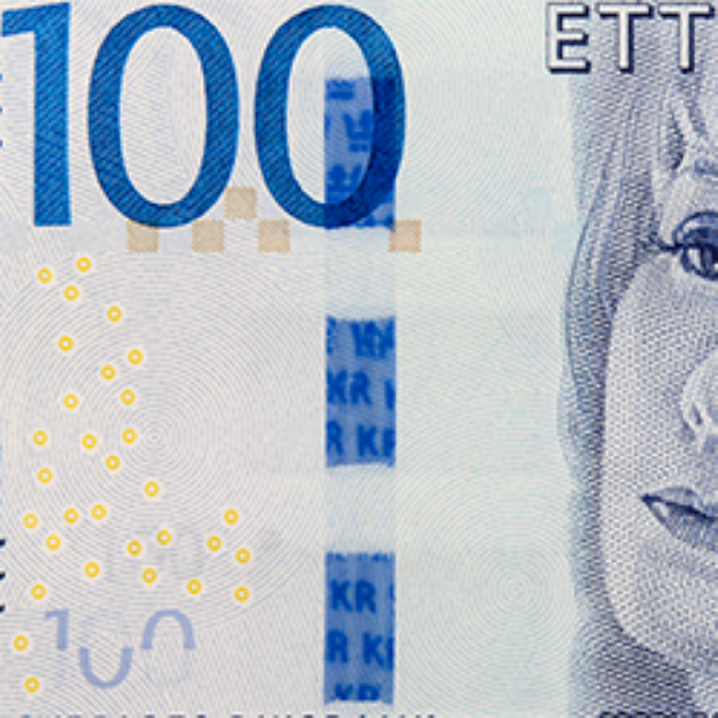 100-krona banknote security ribbon front)