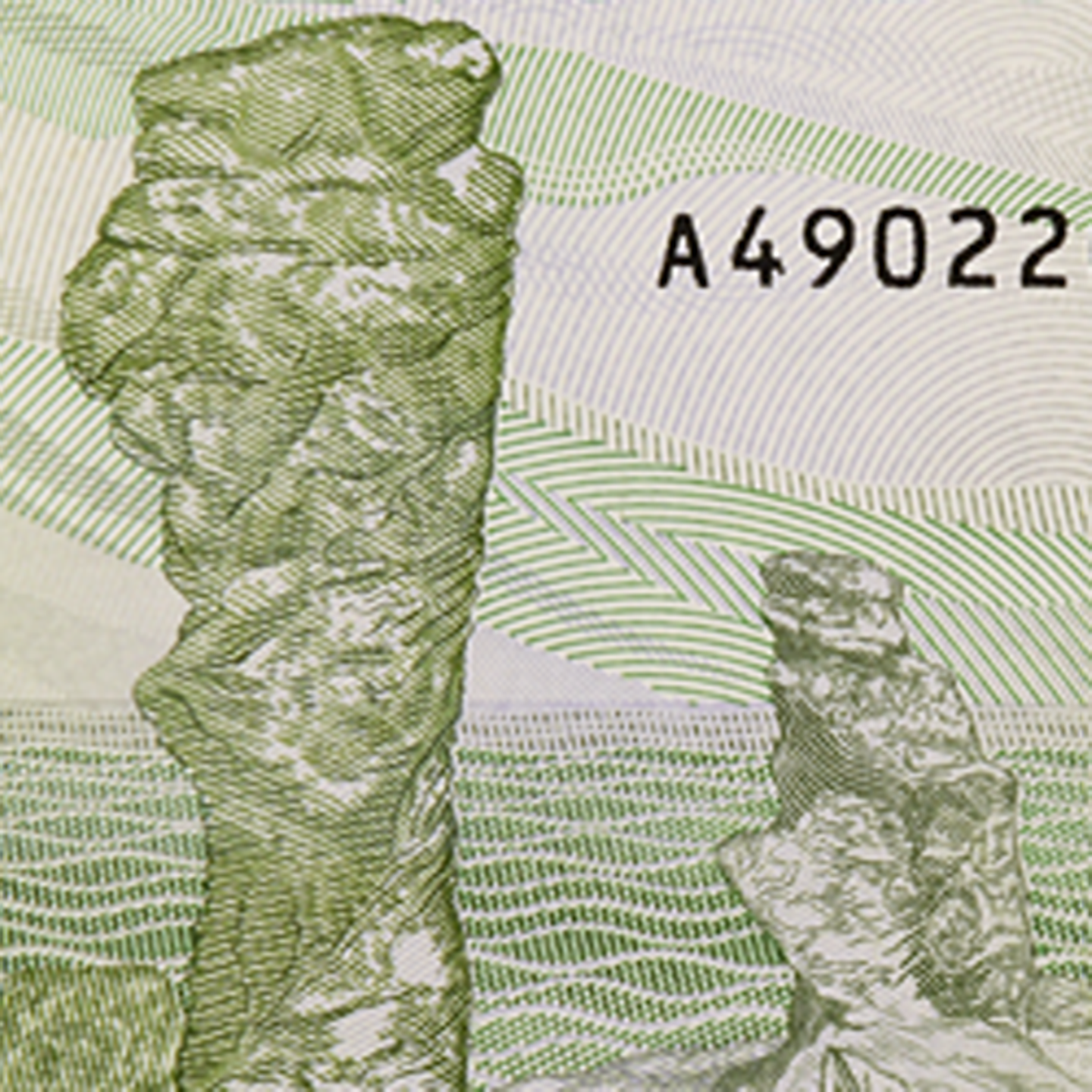 200-krona banknote motif limestone stacks back)