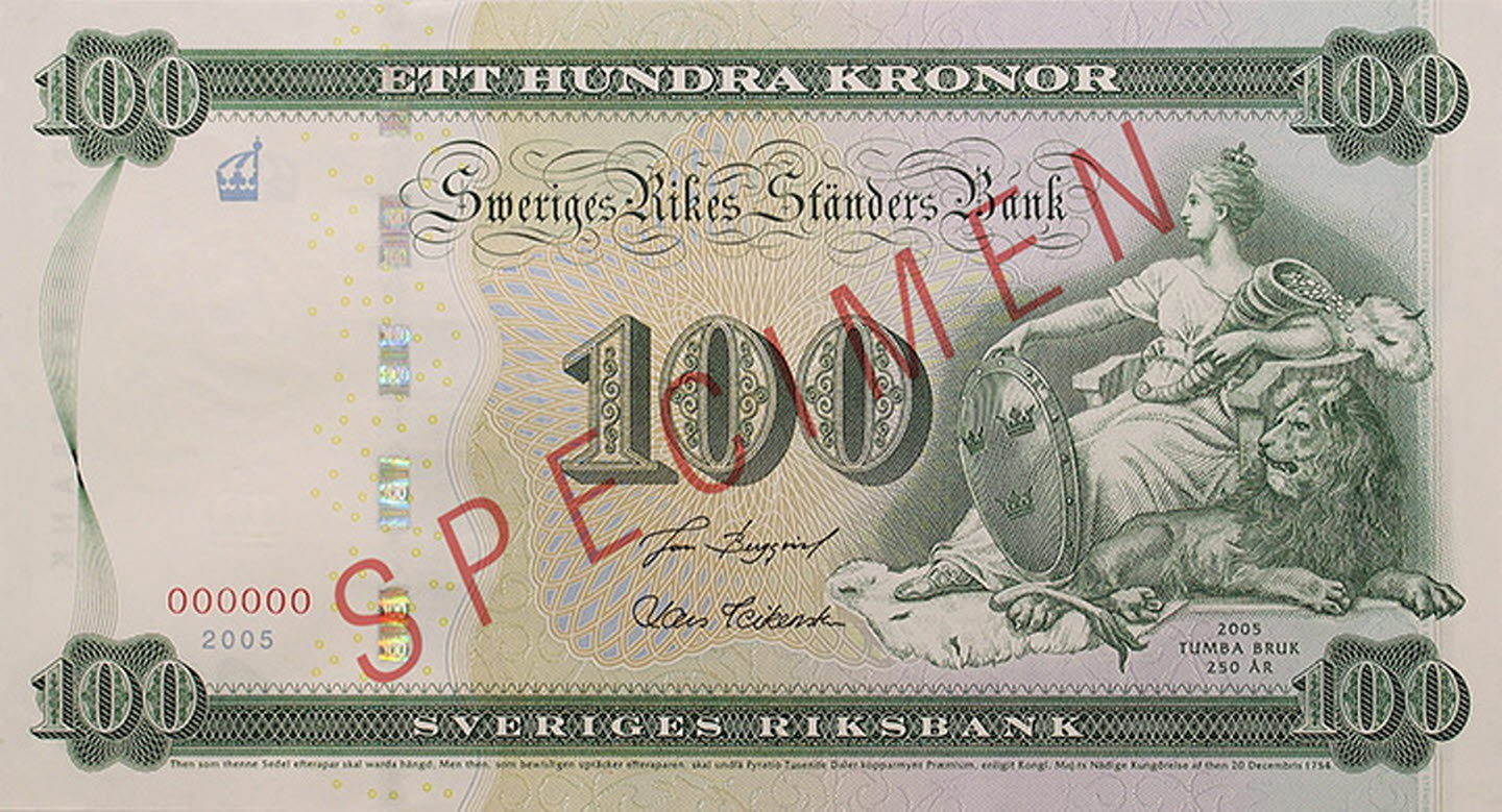 Minnessedel specimen fram)