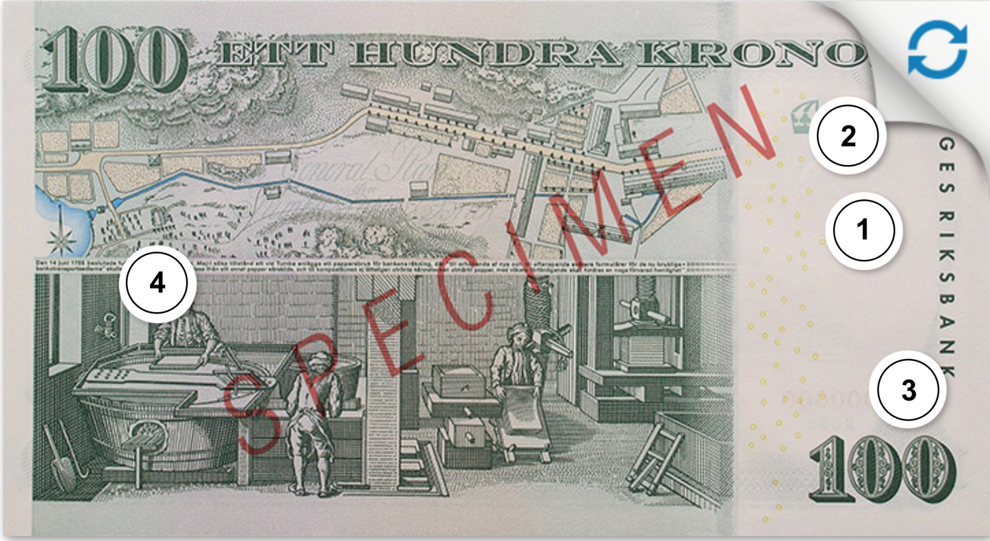 Minnsessedel säkerhetsdetaljer bak)