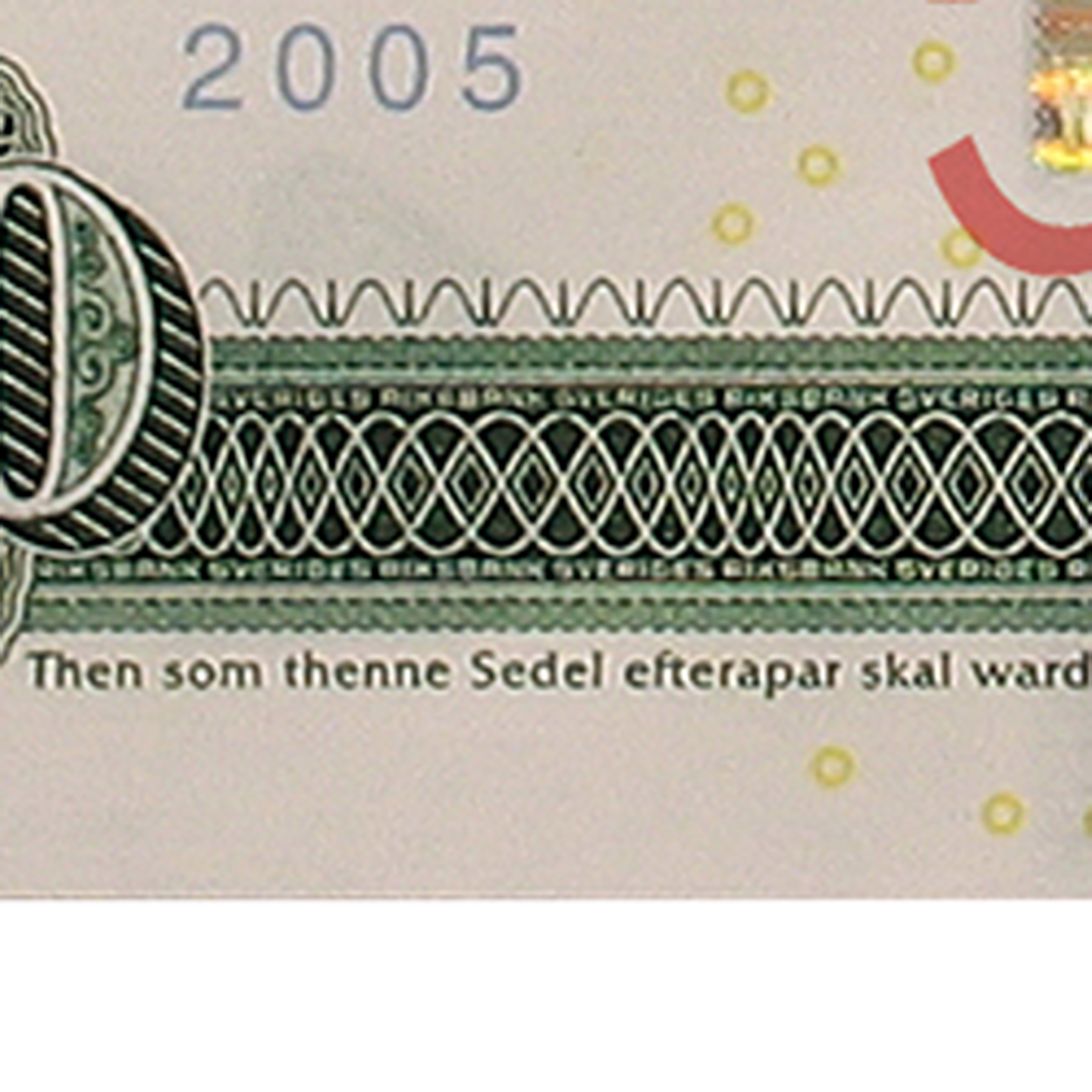 Mikro- och minitexter säkerhetsdetalj minnessedel fram)