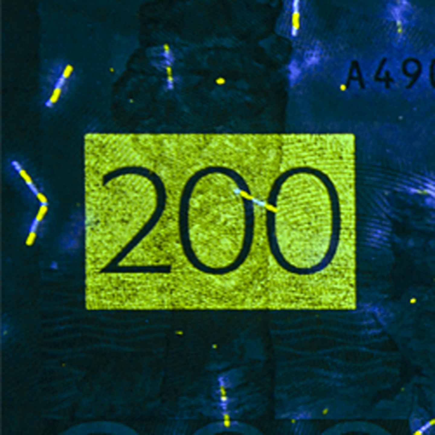 200-krona banknote UV image back)