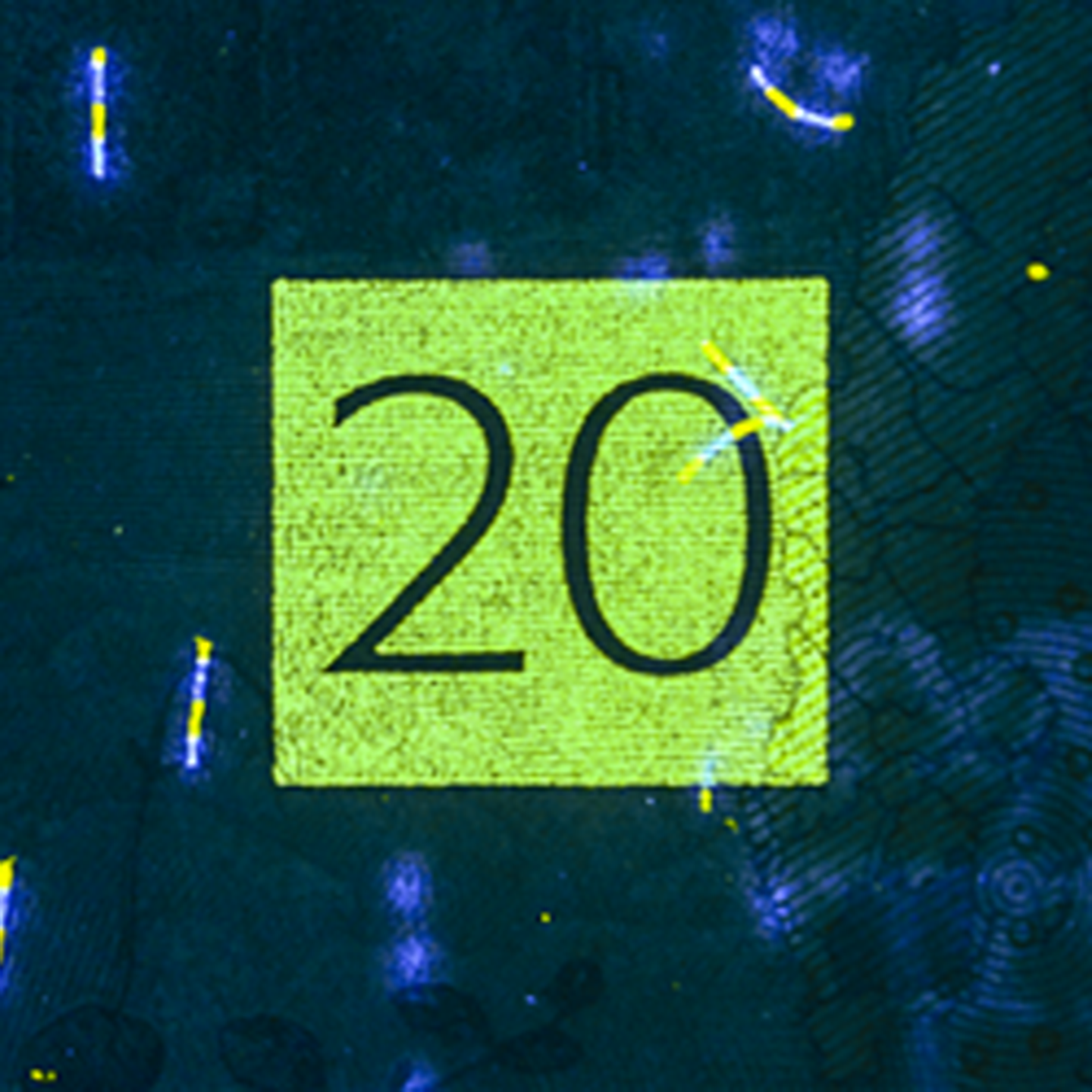 20-krona bank note UV image back)