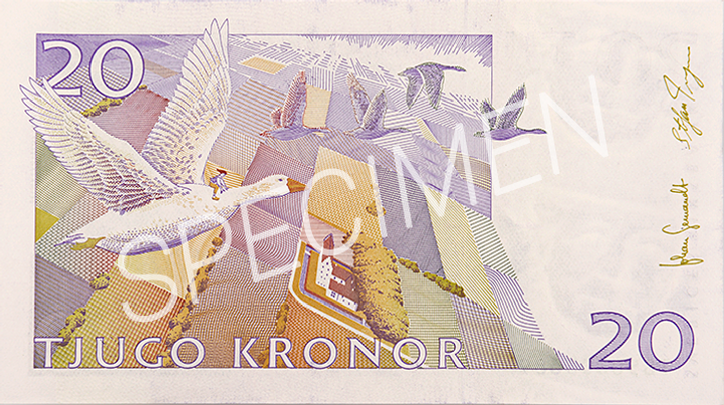 Invalid 20-krona banknote back)