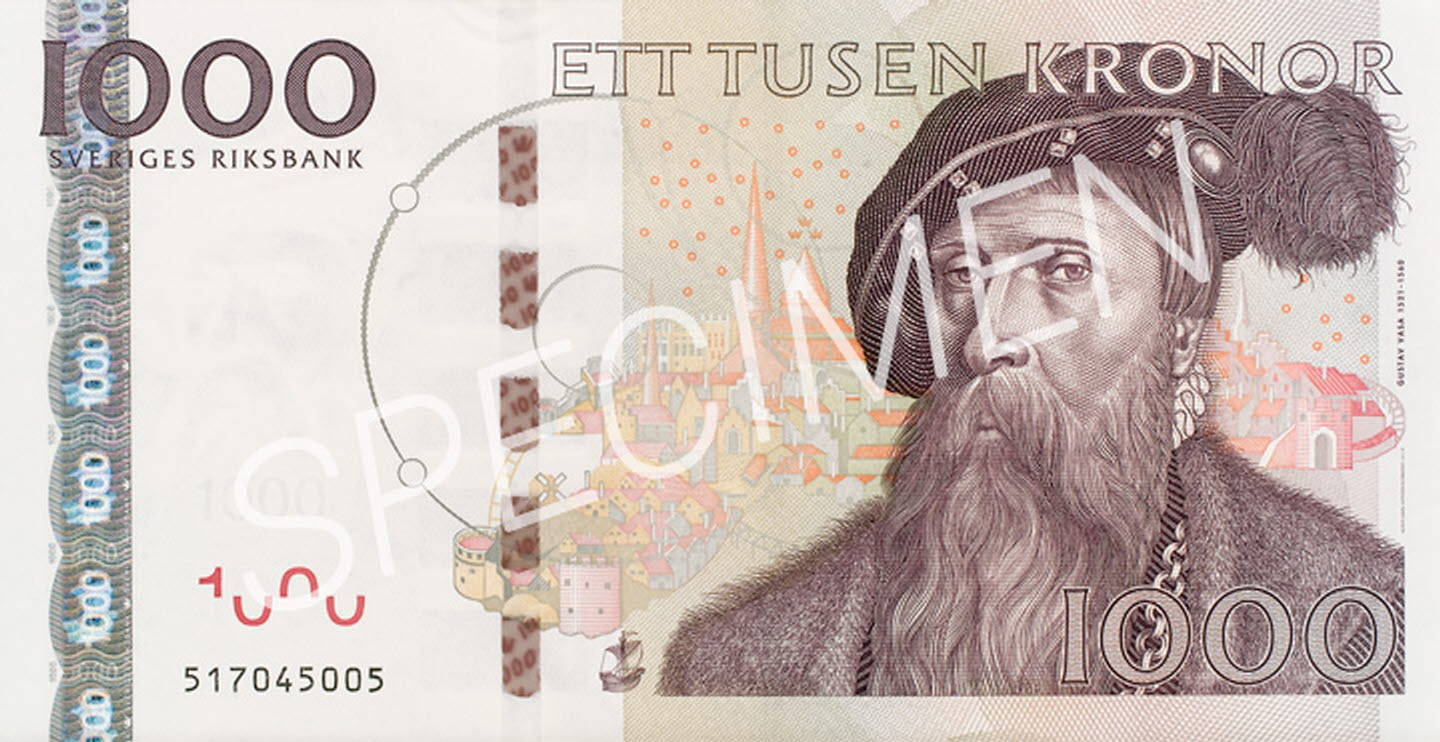 Invalid 1000-krona banknote, front)