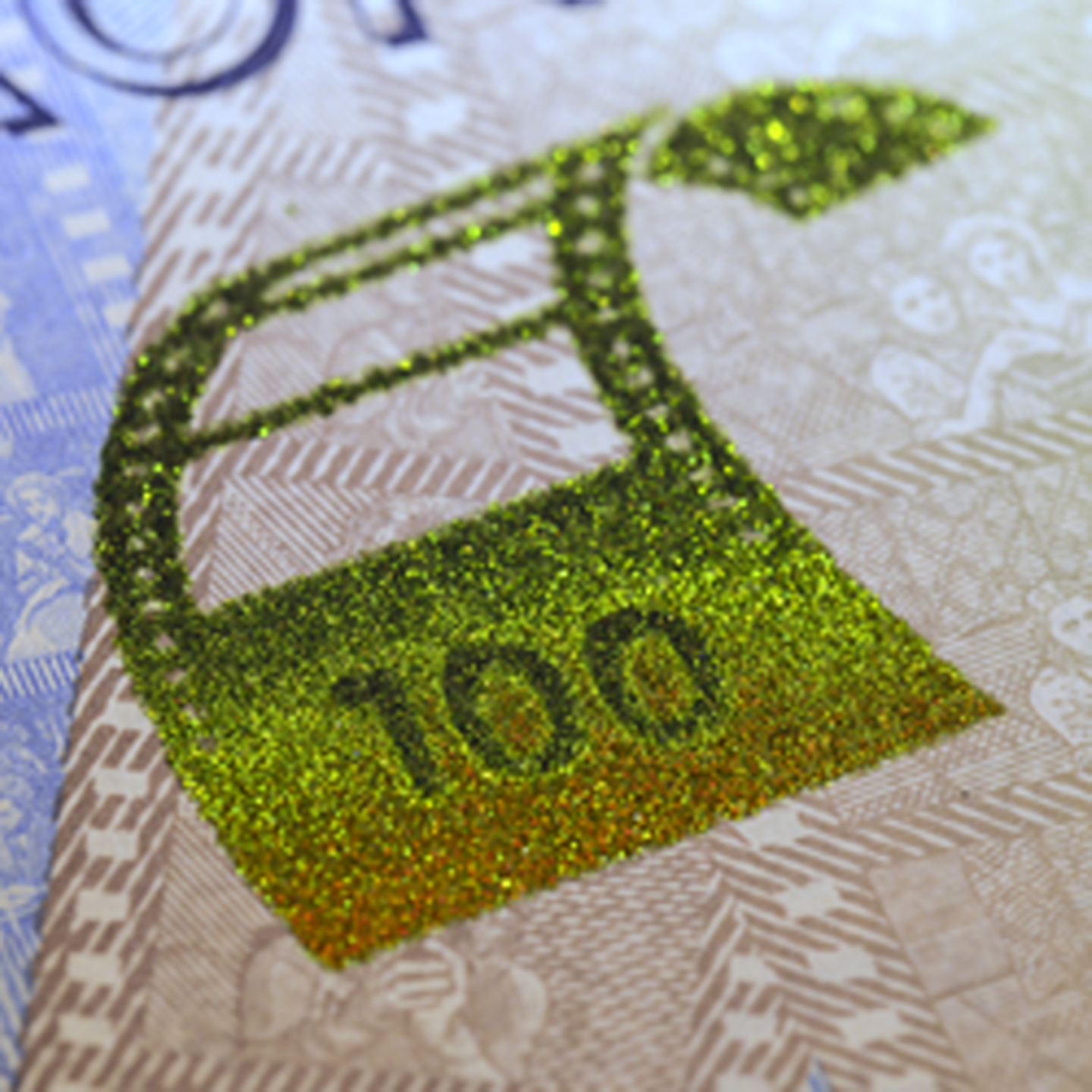 100-krona banknote colour-shifting image front)