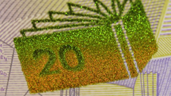 Colour-shifting image 20-krona banknote