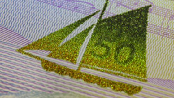 Colour-shifting image 50-krona banknote