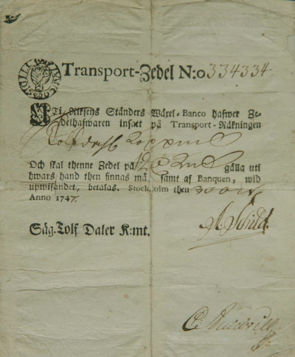 Picture of an old transport banknote