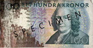Färgad 100-kronorssedel