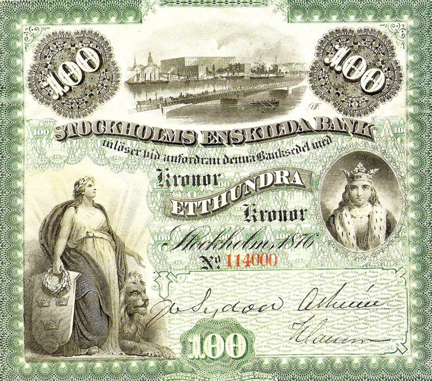Banknote issued by Stockholms Enskilda Bank