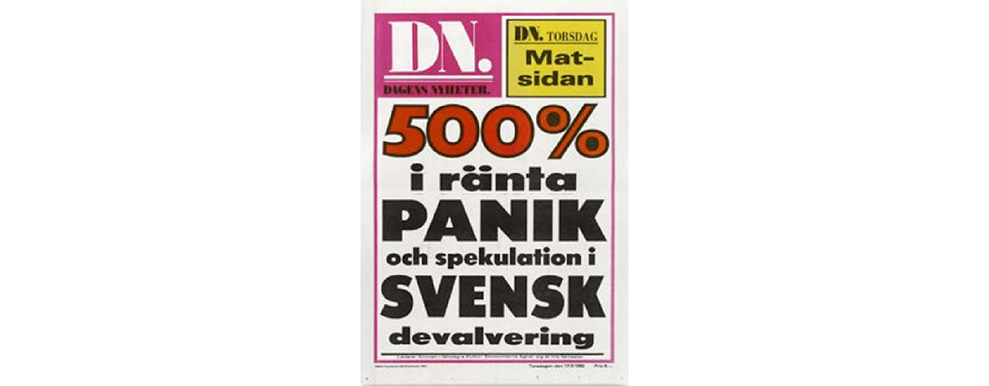 Löpsedel från Dagens Nyheter från 1992 (Foto: Dagens Nyheter)