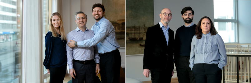 Två kvinnor och fyra män poserar.